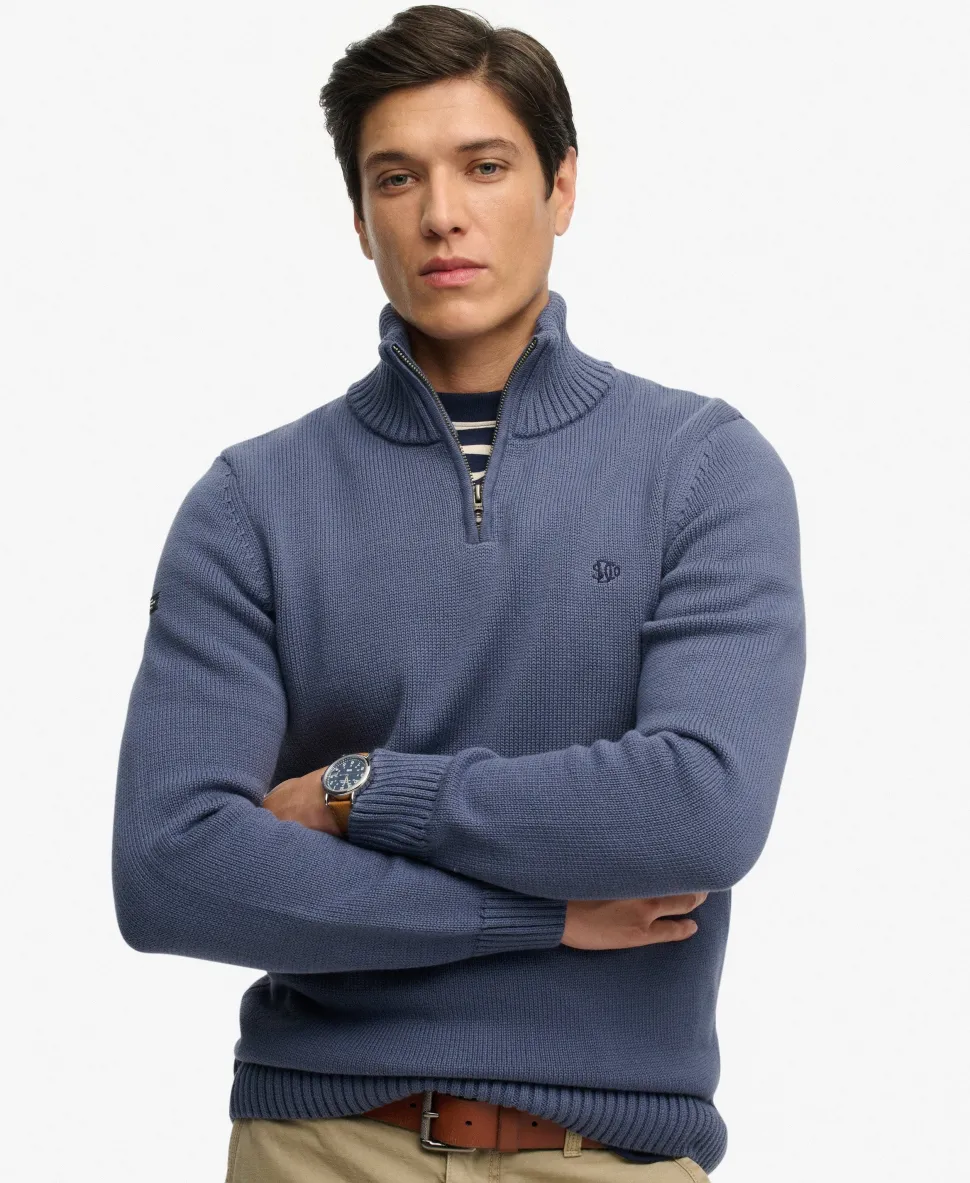 Cotton Half Zip Knit Jumper
