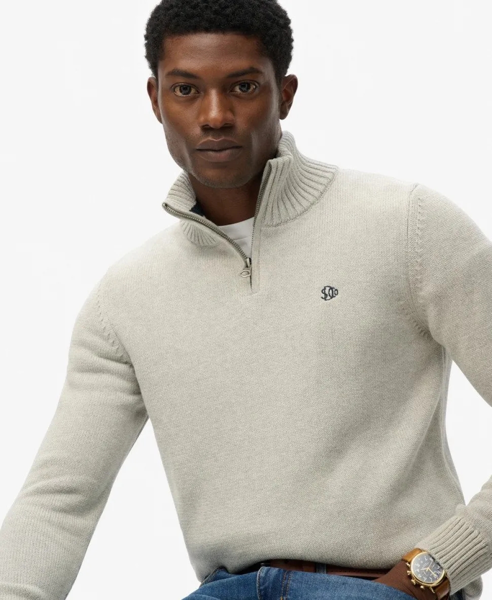 Cotton Half Zip Knit Jumper