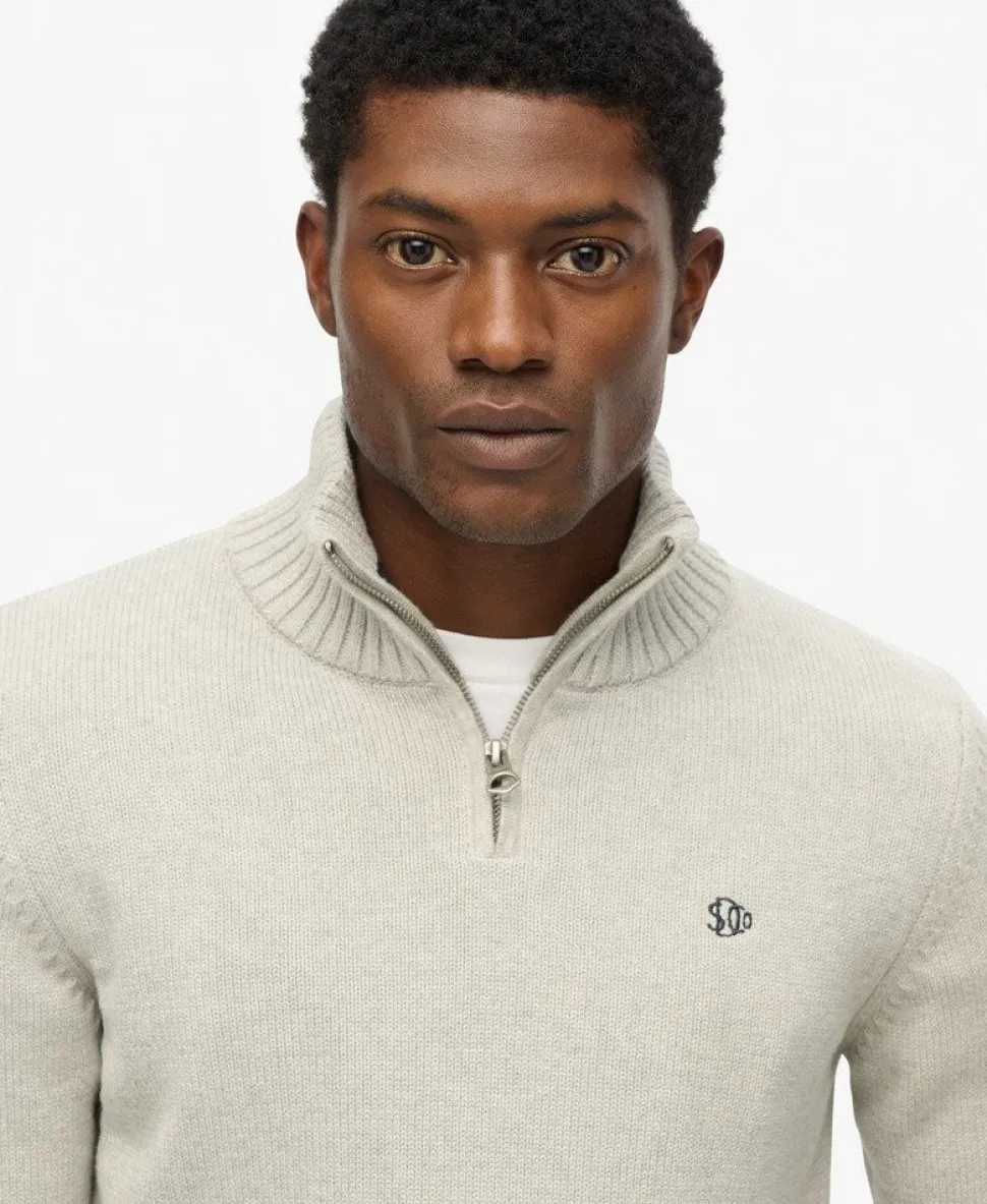 Cotton Half Zip Knit Jumper
