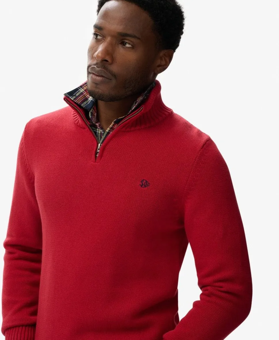 Cotton Half Zip Knit Jumper
