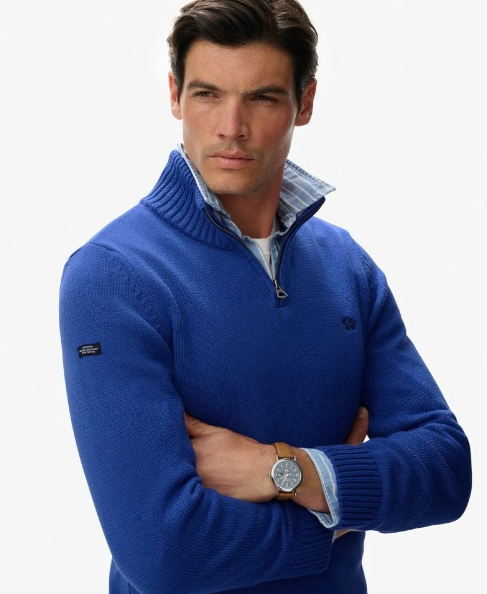 Cotton Half Zip Knit Jumper