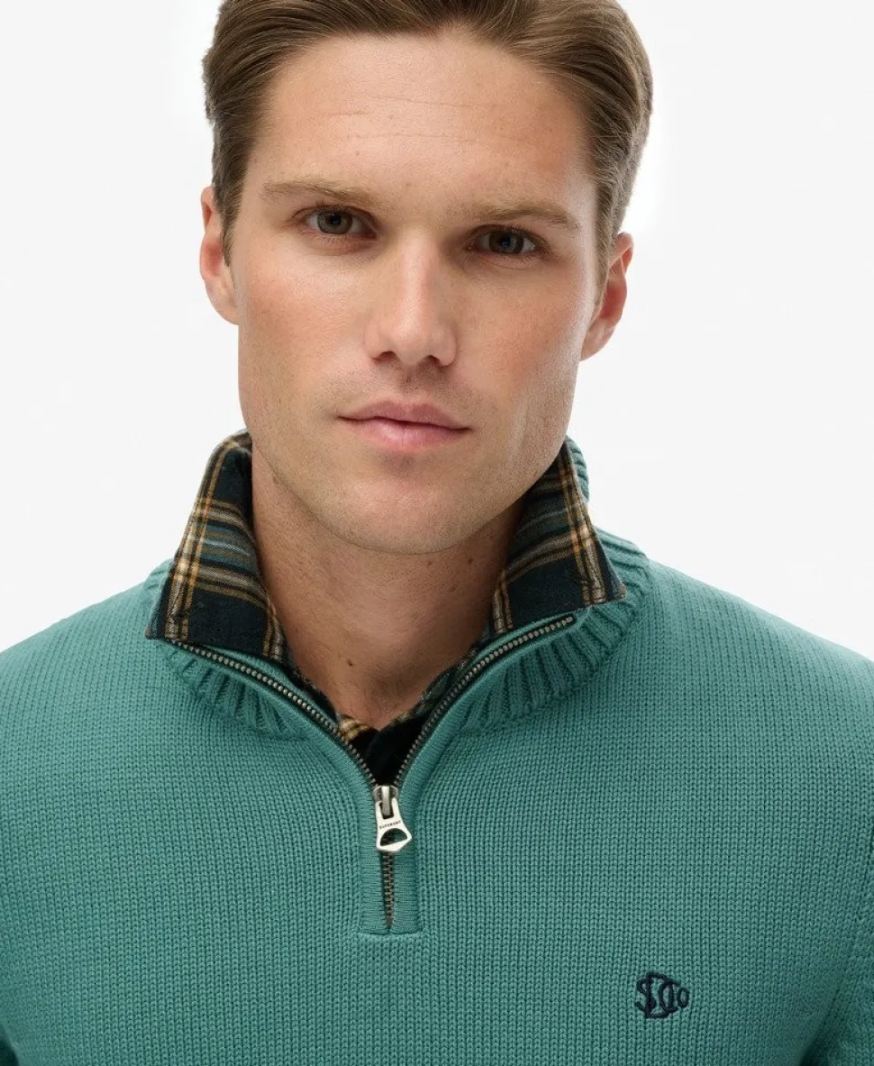 Cotton Half Zip Knit Jumper