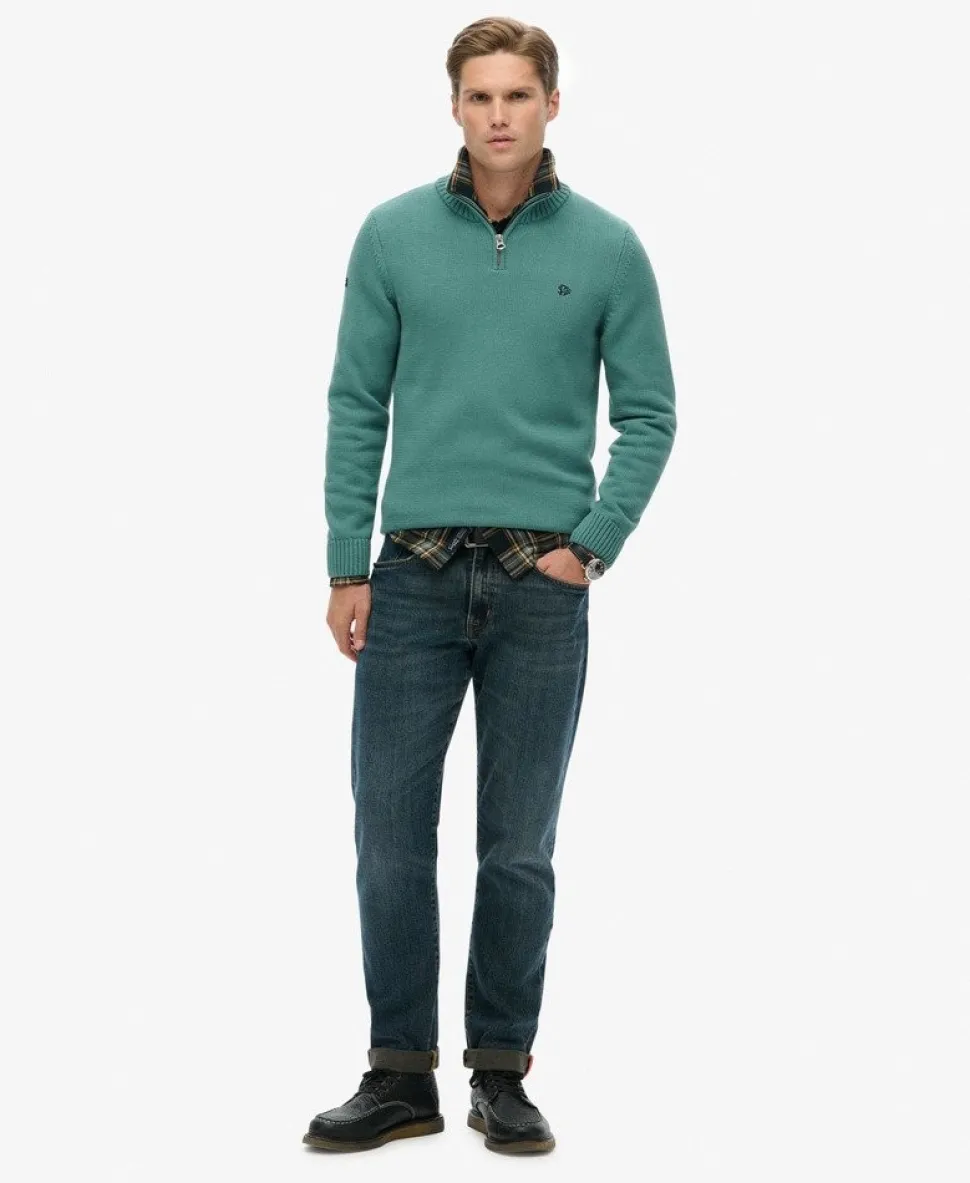 Cotton Half Zip Knit Jumper