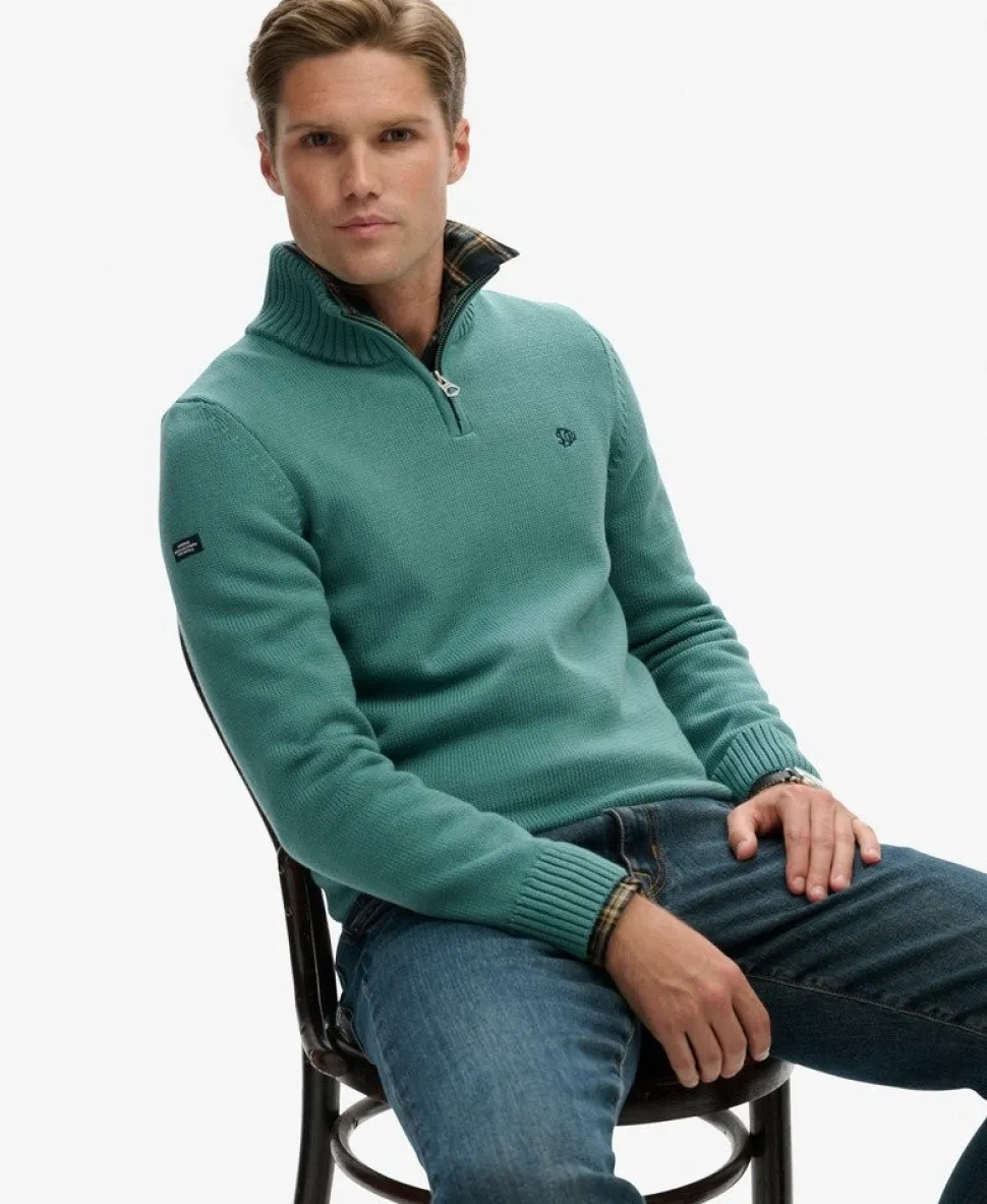 Cotton Half Zip Knit Jumper