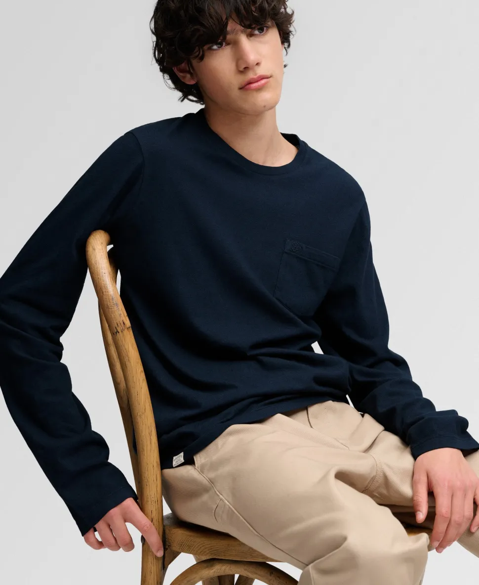 Cotton Linen Long Sleeve Pocket Top