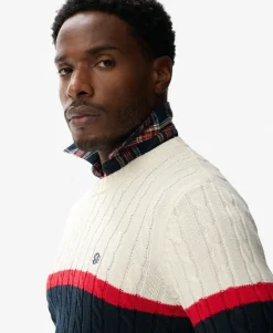 Cotton Stripe Cable Jumper