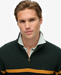 Cotton Stripe Half Zip Knit