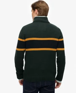 Cotton Stripe Half Zip Knit