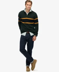 Cotton Stripe Half Zip Knit