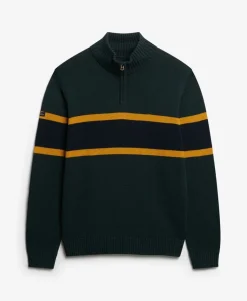 Cotton Stripe Half Zip Knit