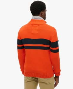 Cotton Stripe Half Zip Knit