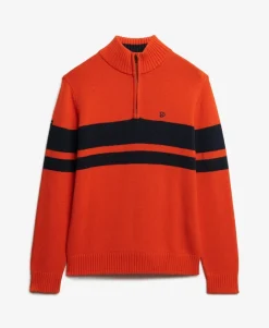 Cotton Stripe Half Zip Knit