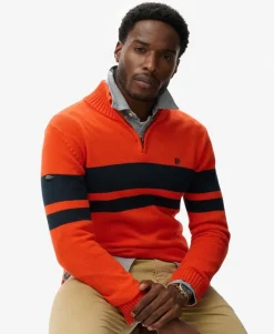 Cotton Stripe Half Zip Knit