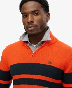 Cotton Stripe Half Zip Knit