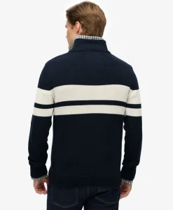 Cotton Stripe Half Zip Knit