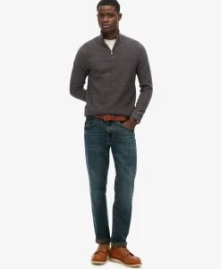 Cotton Texture Half-Zip Jumper