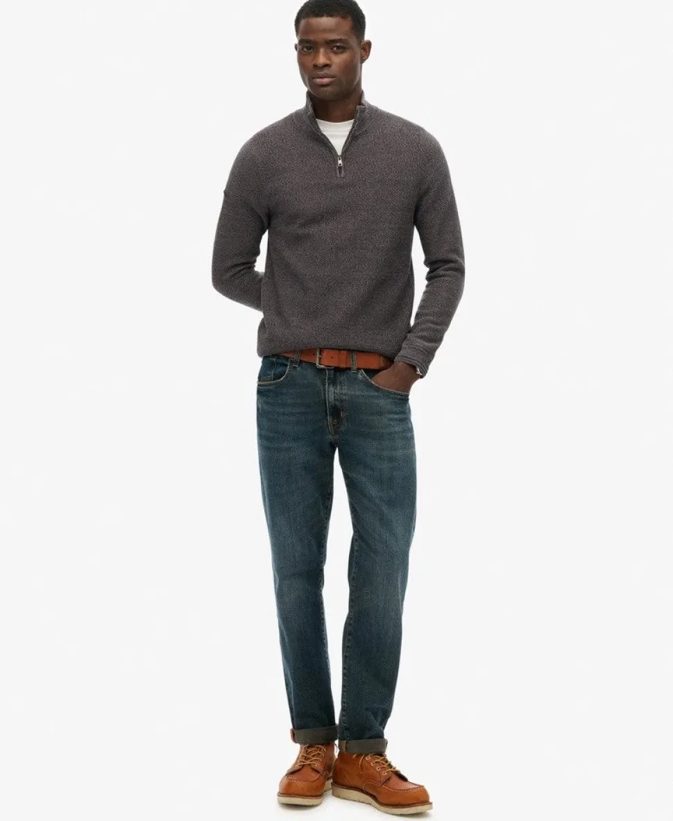 Cotton Texture Half-Zip Jumper