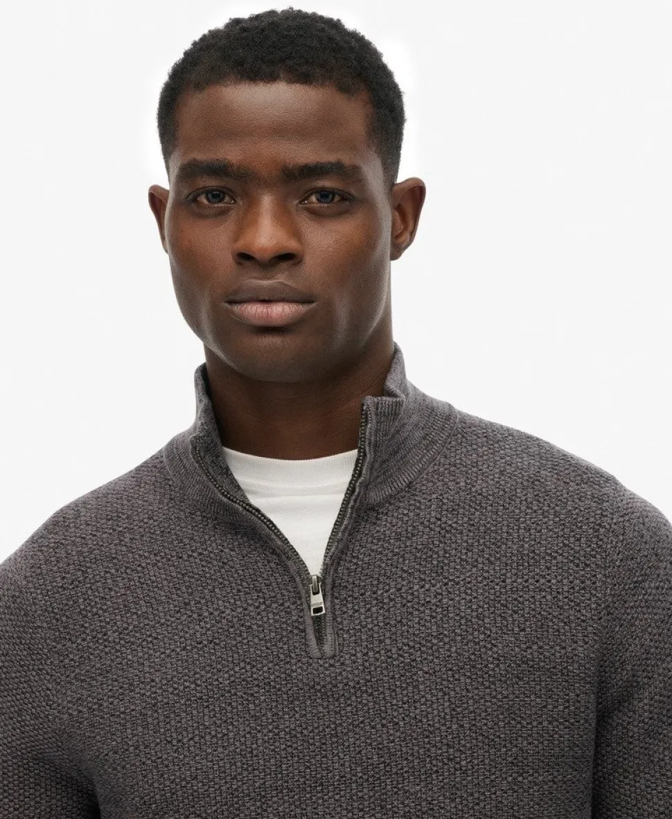 Cotton Texture Half-Zip Jumper