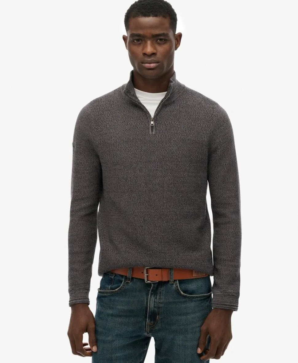 Cotton Texture Half-Zip Jumper