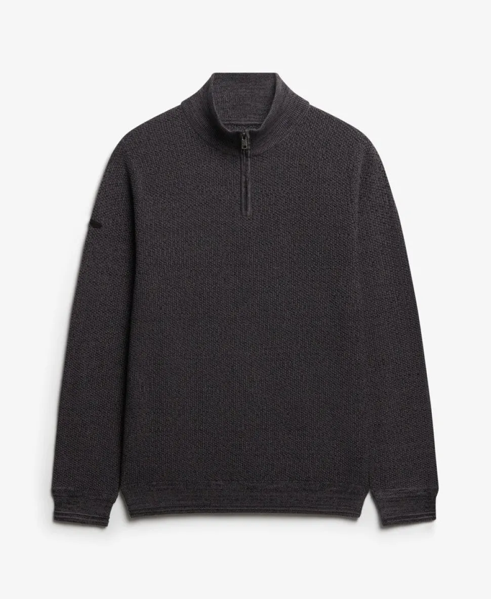 Cotton Texture Half-Zip Jumper