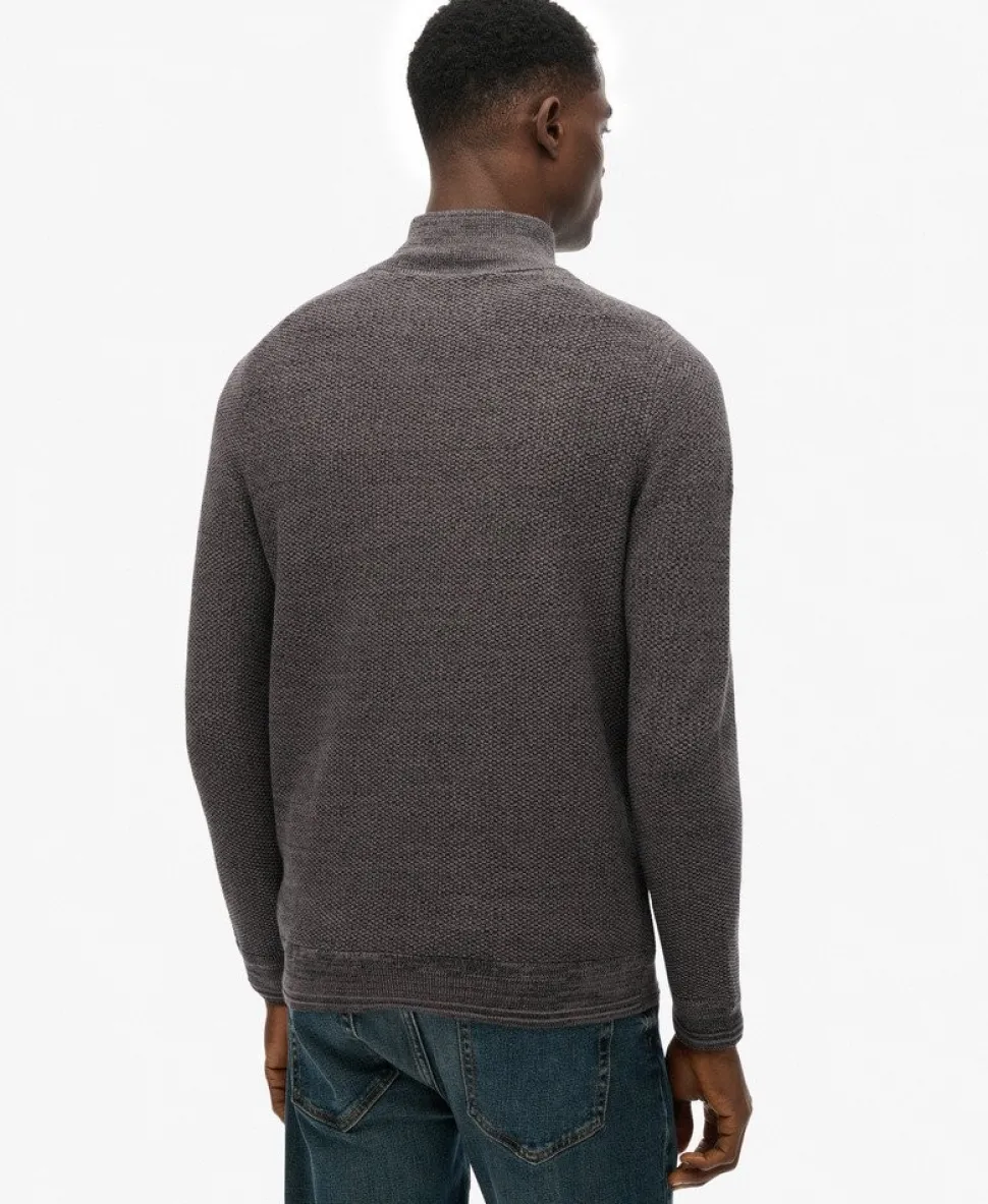 Cotton Texture Half-Zip Jumper
