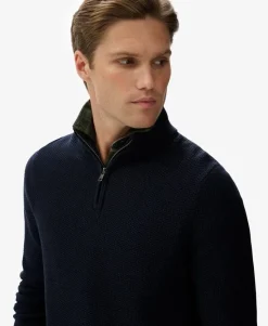 Cotton Texture Half-Zip Jumper