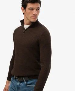 Cotton Texture Half-Zip Jumper