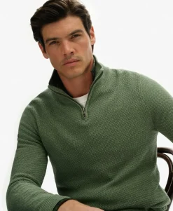 Cotton Texture Half-Zip Jumper