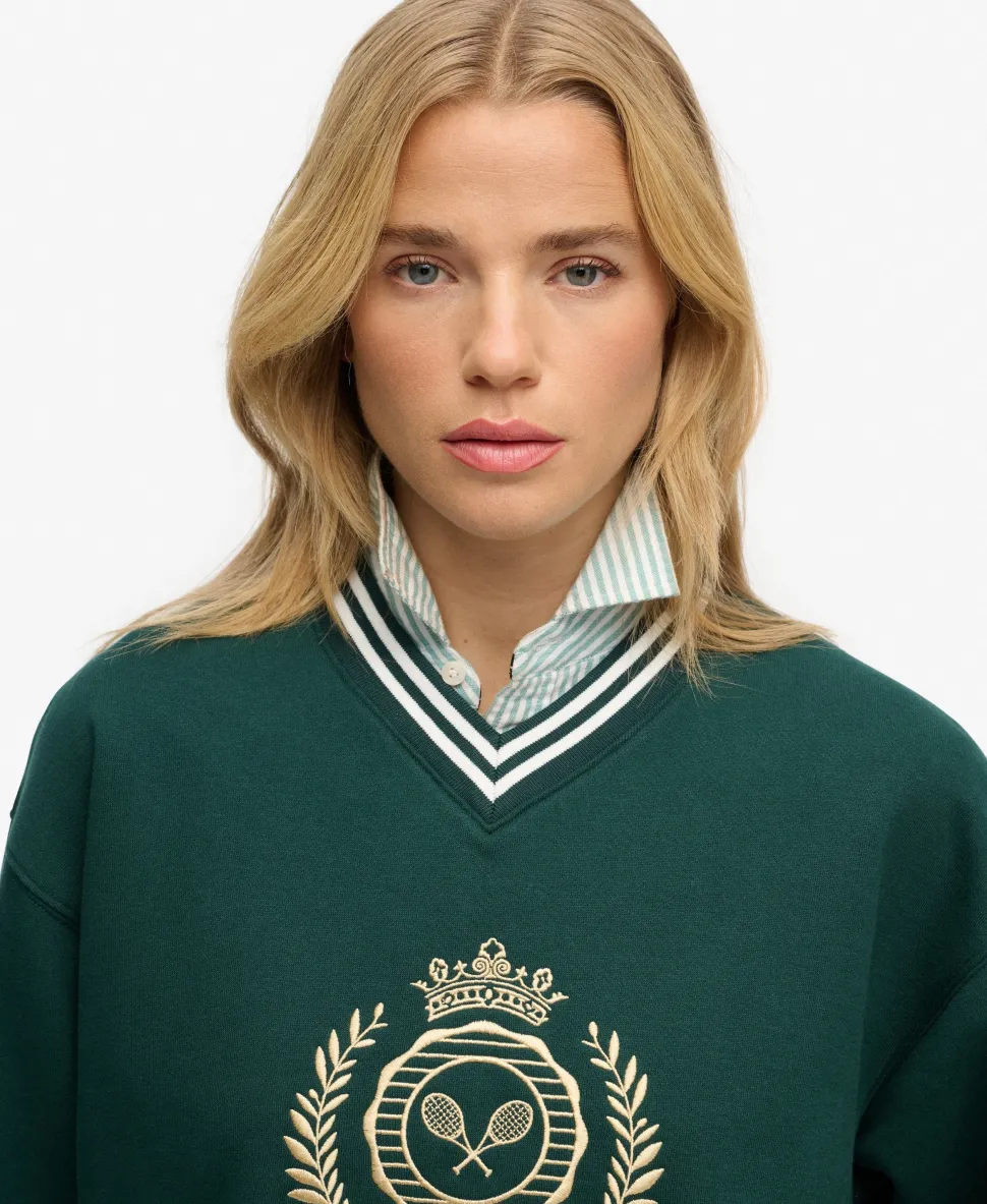 Country Club Loose V-Neck Sweatshirt