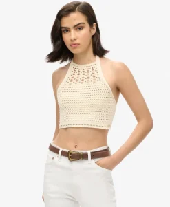 Cropped Halter Crochet Top