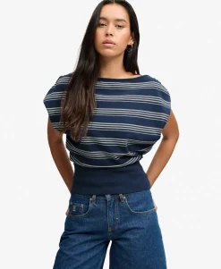 Deep Rib Stripe Bardot Top