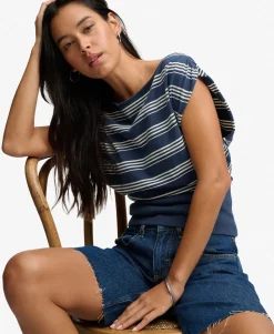 Deep Rib Stripe Bardot Top