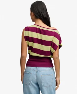 Deep Rib Stripe Bardot Top
