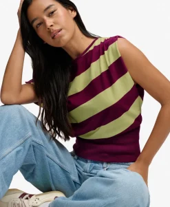 Deep Rib Stripe Bardot Top
