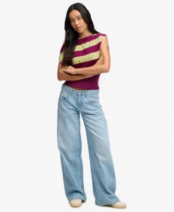 Deep Rib Stripe Bardot Top