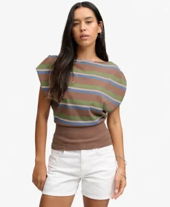 Deep Rib Stripe Bardot Top