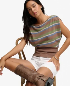 Deep Rib Stripe Bardot Top