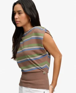Deep Rib Stripe Bardot Top