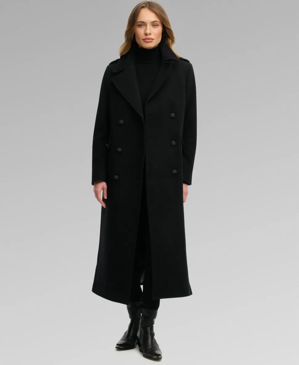 Double Breasted Wool Blend Coat
