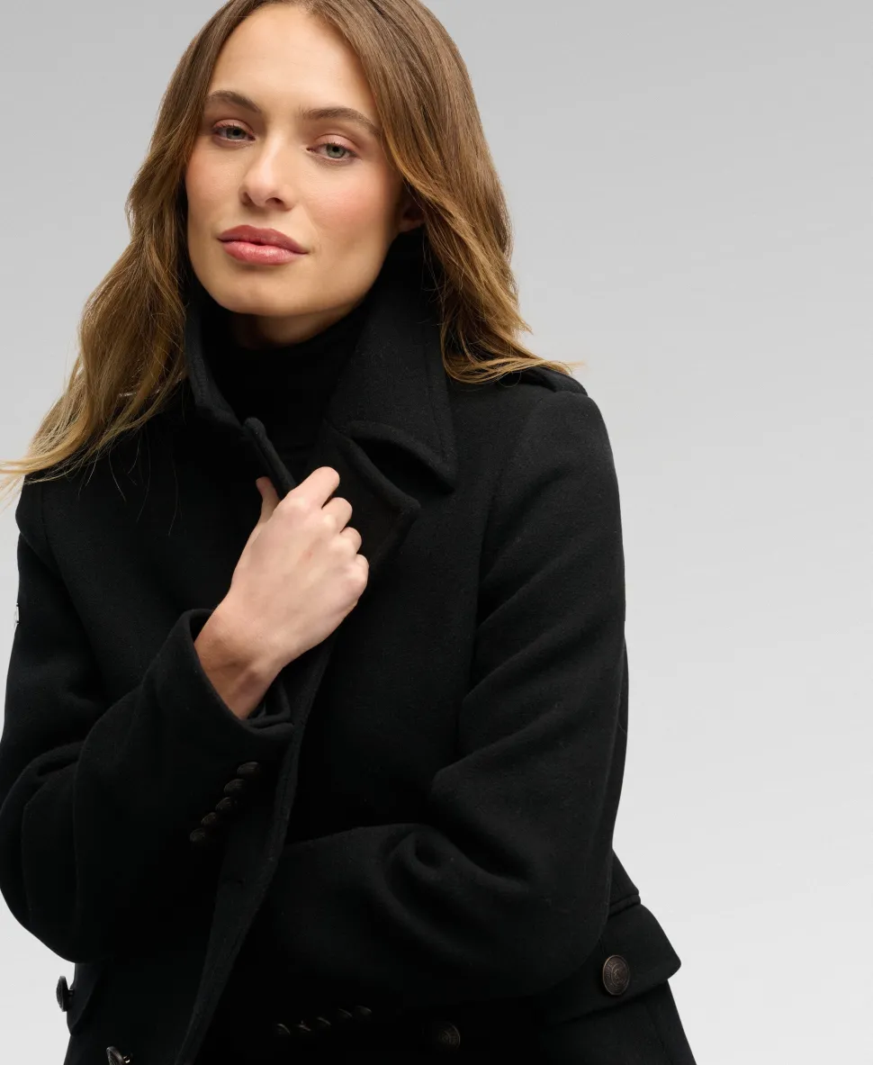 Double Breasted Wool Blend Coat