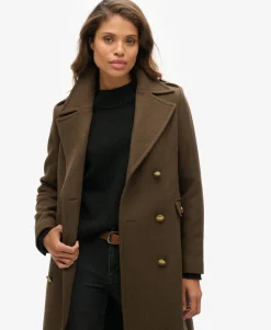 Double Breasted Wool Blend Coat