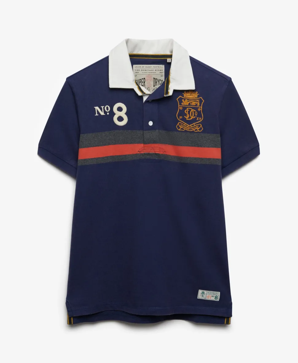 Double Emblem Jersey Short Sleeve Rugby Polo Top