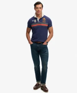 Double Emblem Jersey Short Sleeve Rugby Polo Top