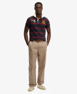 Double Emblem Jersey Short Sleeve Rugby Polo Top