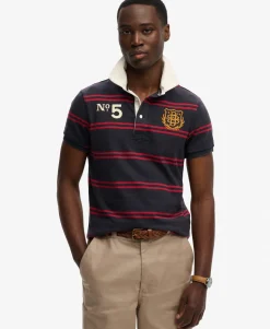 Double Emblem Jersey Short Sleeve Rugby Polo Top