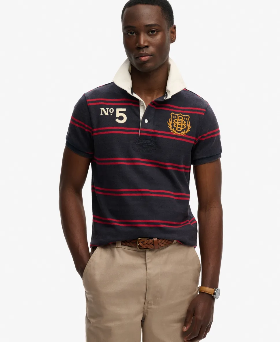 Double Emblem Jersey Short Sleeve Rugby Polo Top