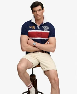 Double Emblem Jersey Short Sleeve Rugby Polo Top