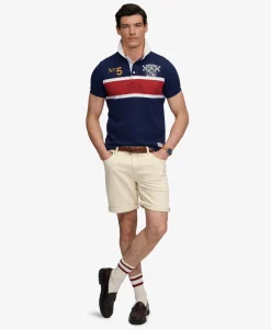 Double Emblem Jersey Short Sleeve Rugby Polo Top