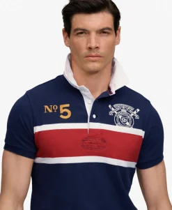 Double Emblem Jersey Short Sleeve Rugby Polo Top