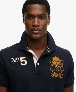 Double Emblem Jersey Short Sleeve Rugby Polo Top